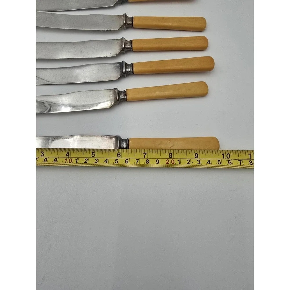 Silverplate Knives Celluloid Handles Set of 6 Vintage AS-IS Silver Plated